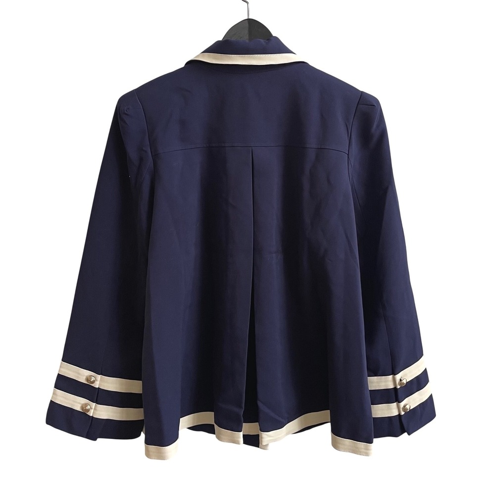 Kathy Ireland Blazer Women 1X Navy Blue Nautical Preppy Double Breasted Contrast - Picture 4 of 9